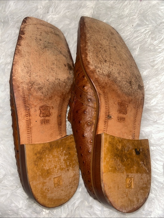 Giorgio Brutini Tan Ostrich-Textured Loafers with Gold Bit 05-05-01 main image 7